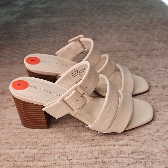 Marc Fisher Shoes - Marc Fisher Fathom Cream Block Heel Sandals